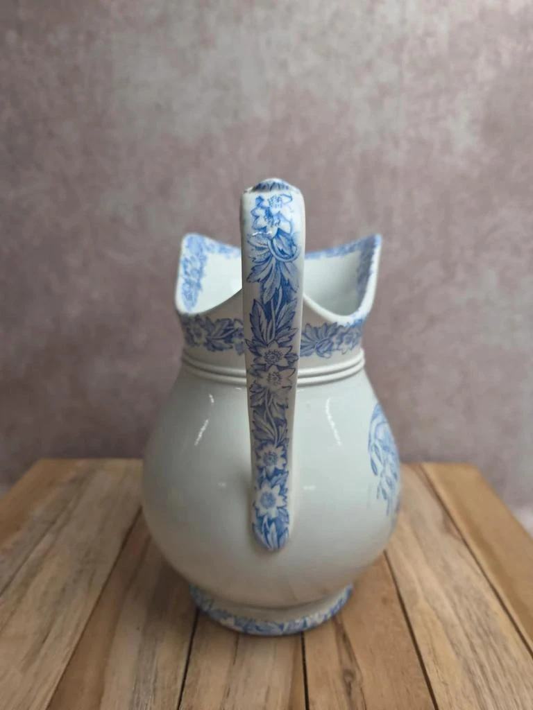 Broc antiguo Jules Vieillard Burdeos azul y blanco – Tierra de hierro, decoración floral – Siglo XIX – photo 6
